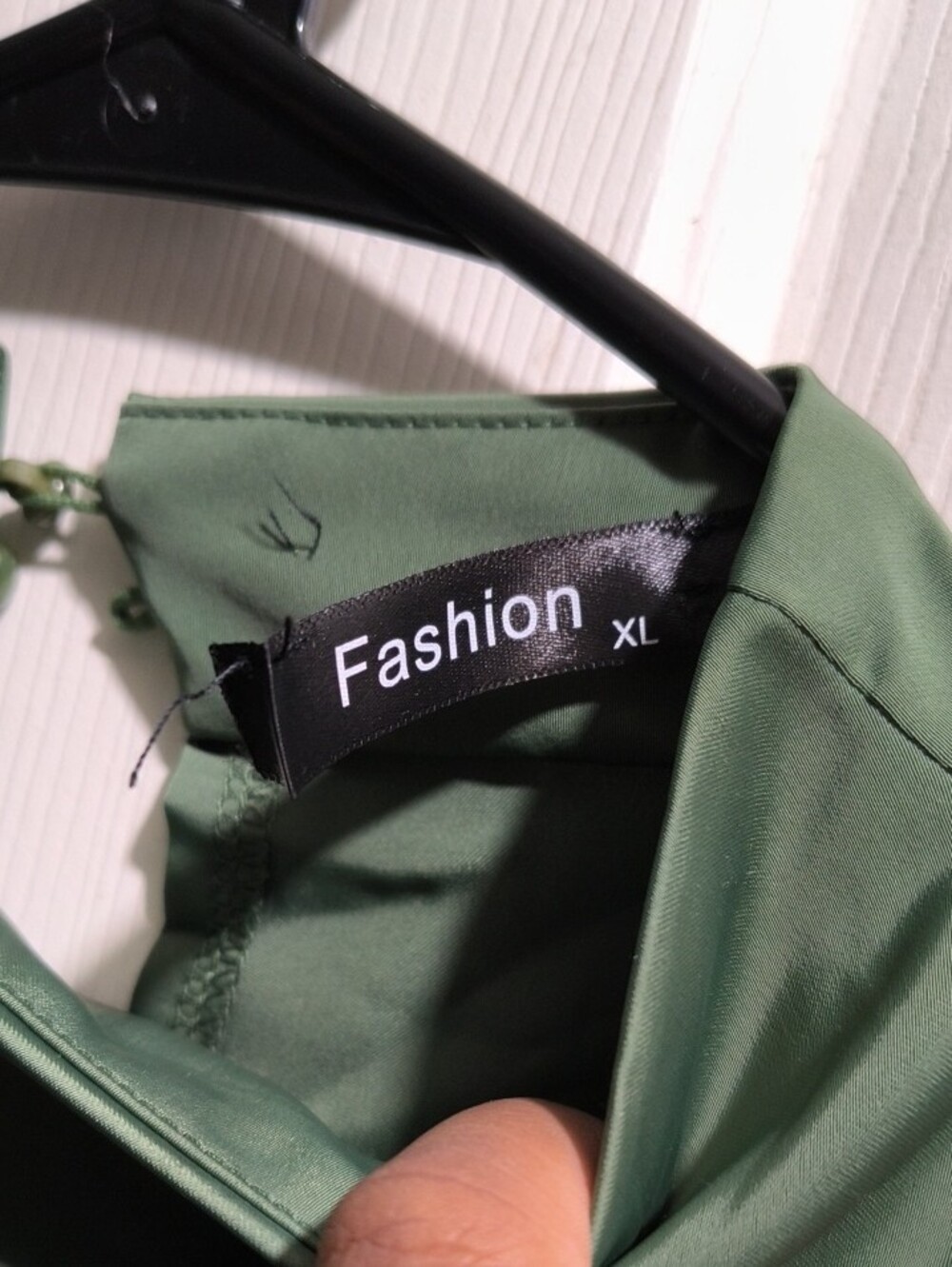 Fashion Nova Olive Green Long Sleeve Satin Dress - Picture 3 of 3